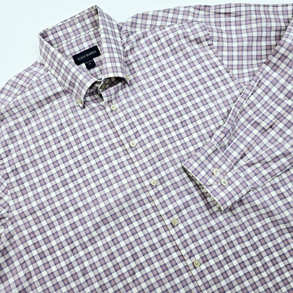 Scott Barber Other - Scott Barber Mens XL Plaid Cotton Button Down Long Sleeve‎ Shirt Purple Preppy